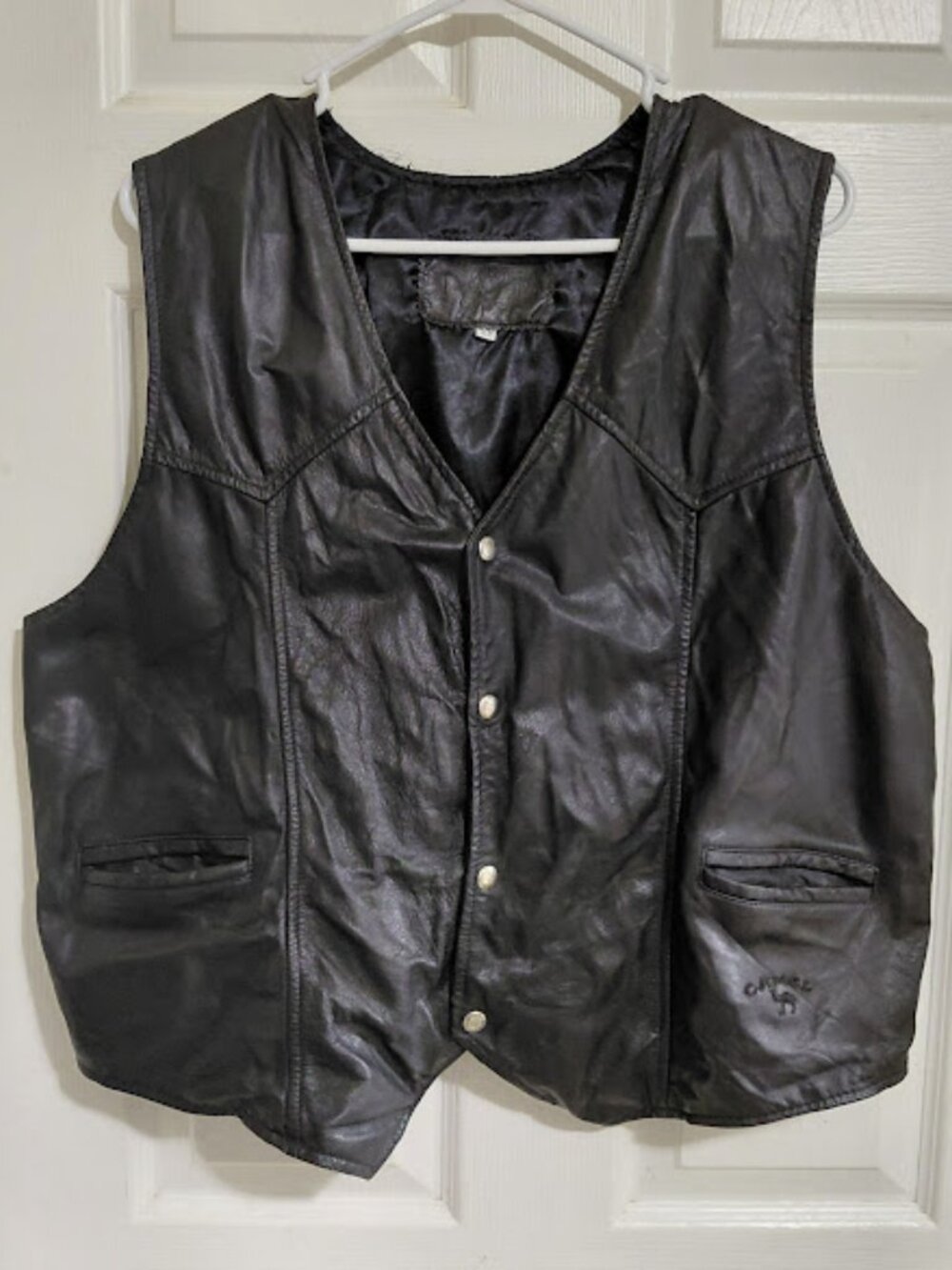 Vintage Made in USA Camel Cigarette Logo Genuine Leather Vest Size XL